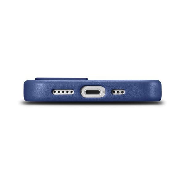 Äkta läderfodral för iPhone 14 MagSafe, blå läderhölje