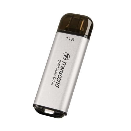 SSD Extern - Transcend - ESD300S - 1 To - USB 3.2 Gen 2x1 - Silver