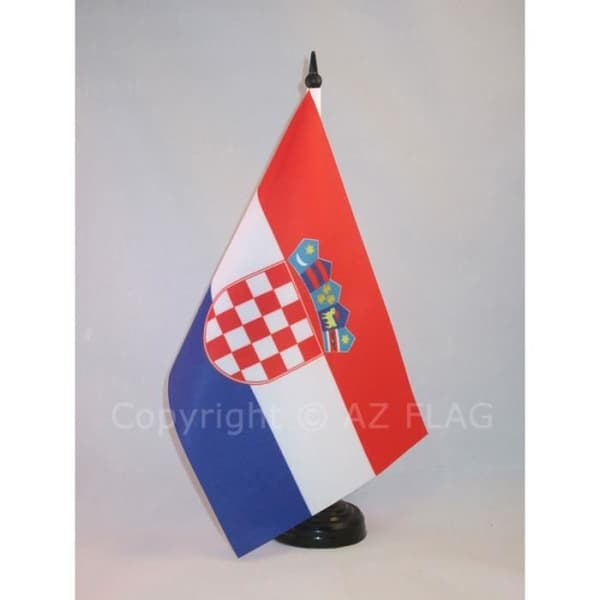 Bordflagga - AZ FLAG - Kroatien 21x14 cm - Polyester - Svart plaststöd - Rektangulär