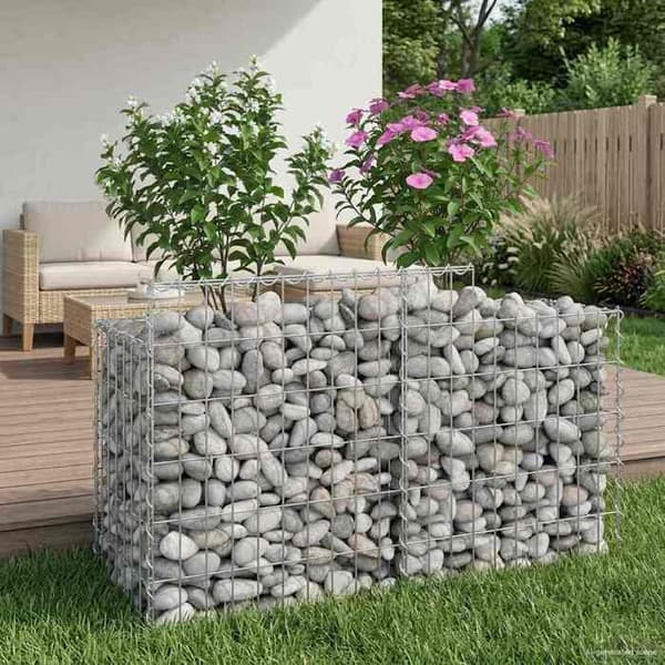 vidaXL Hög säng gabion Silver 42033291