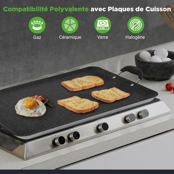 NutriChef Dubbelbrännare Non-stick Bakplåt - 30 cm - Diskmaskinssäker - Rektangulär