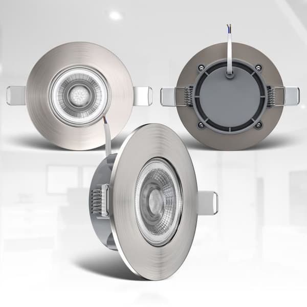 set med 6 inbyggda LED-spots 5W i borstat nickel