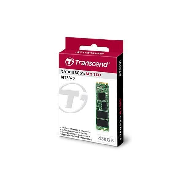 TRANSCEND MTS820 480GB SATAIII M.2 2280 SSD intern hårddisk - DDR3 DRAM-cache - DevSleep-läge - S.M.A.R.T.