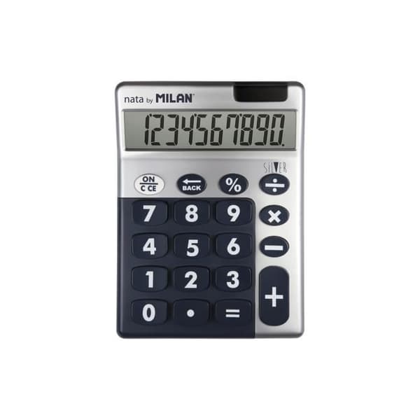 Skrivbordskalkylator - Silverblå - 10 siffror - Solenergi - Automatisk avstängning