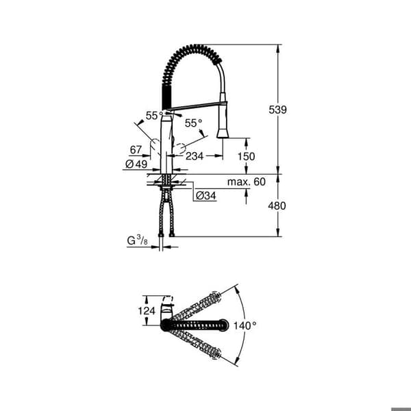 Blandare - GROHE - K7 medium - Svängbar - Krom - Diskbänk