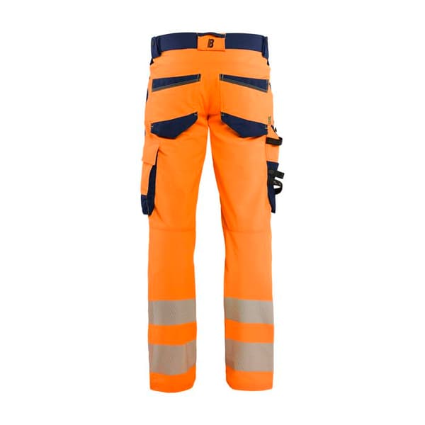 Blaklader Stretch 4D högsynlighetsbyxor - fluorescerande orange/marin