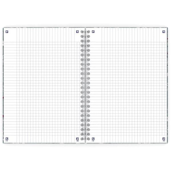 Cahier B5 - OXFORD - Blommig - 120 sidor - Små rutor - Rosa