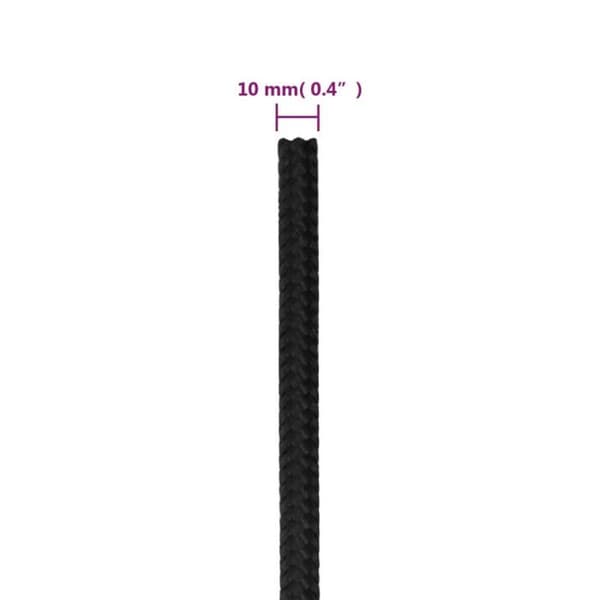 152508 vidaXL Båtline Svart komplett 10 mm 100 m Polypropylen