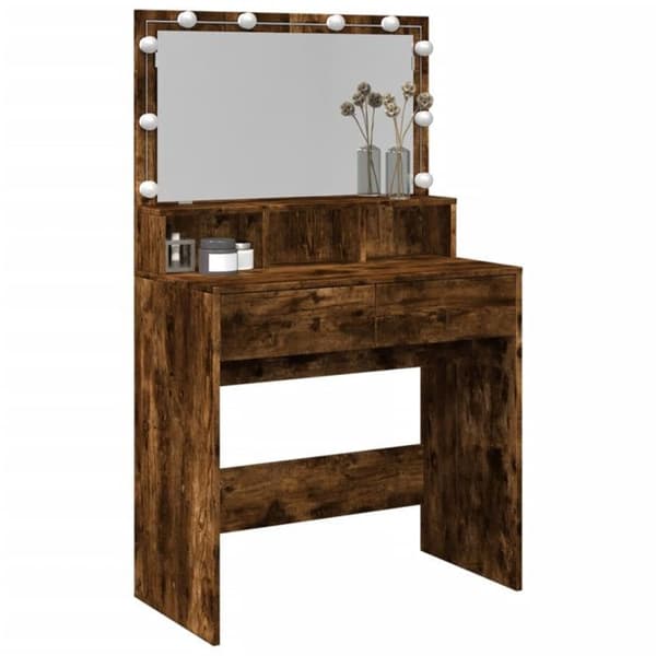 Frisör med LED rökt ek 80x41x134,5 cm