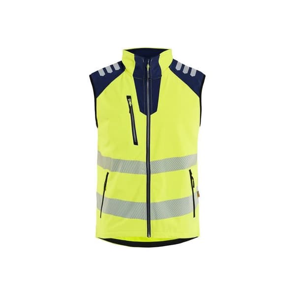 Högsynlig softshell säkerhetsväst Blaklader - fluorescerande gul/marinblå