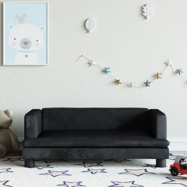 vidaXL Barnsoffa svart 80x45x30 cm sammet 3196309