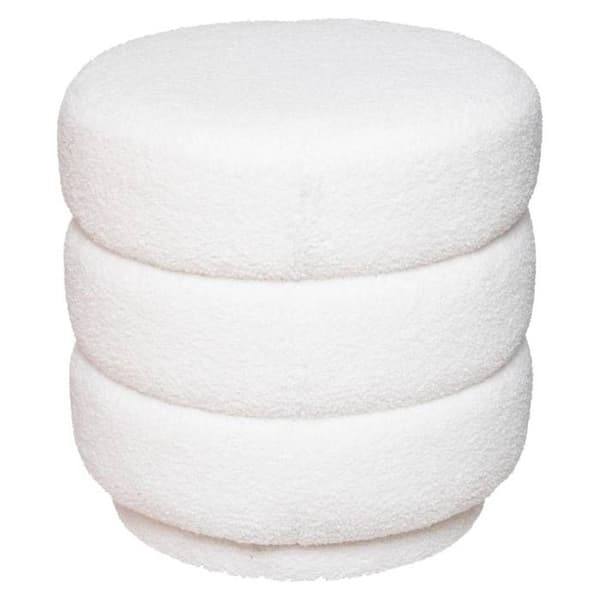 Puff "Sinan" vit boucle - Atmosphera Inredningsdesigner