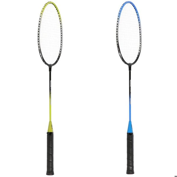 Badmintonset - NILS - 4 racketar - 3 nylonshögar - Nät 195x22 cm - Fällbara stolpar