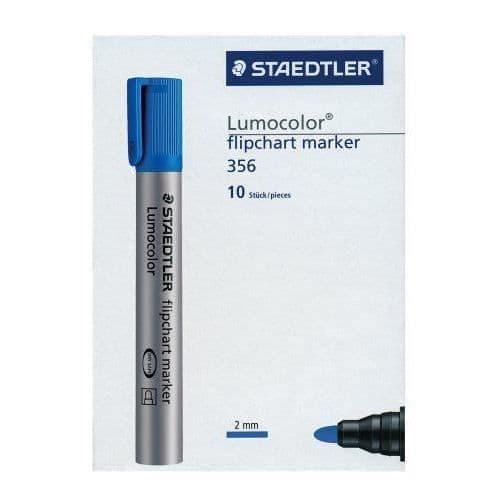 Permanent marker - STAEDTLER - Flipchart Marker - 10-pack - Toppspets - Pigmentblå bläck