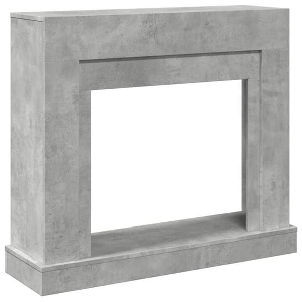 Grå betong eldstadsram 100x30x87,5 cm ingenjörsträ