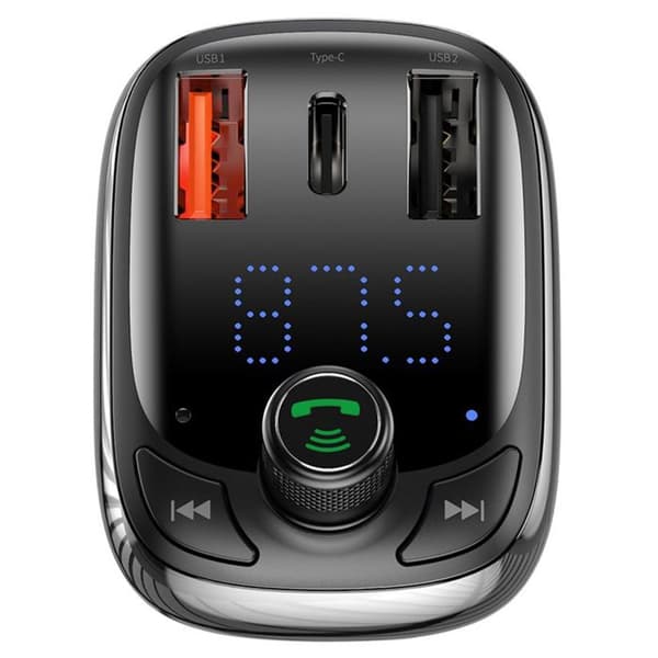 FM-modulator - Baseus - S-13 - 2x USB - Typ-C - Bluetooth - LED-skärm