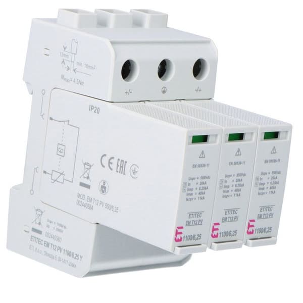 Parafloder T1 T2 (B och C) för PV-system ETITEC EM T12 PV 1100/6,25 Y