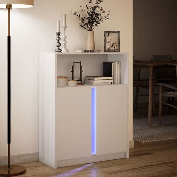 vidaXL Buffé med LED vit 77x34x100 cm ingenjörsträ 852145
