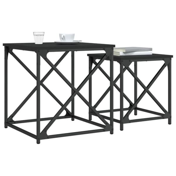 vidaXL Häckande soffbord 2 st Black Engineered Wood 838943