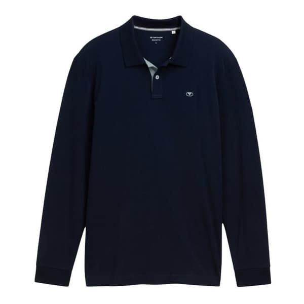 TOM TAILOR - Långärmad polo - marinblå - S - Marin - Polos Herr