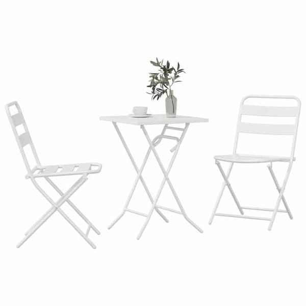 vidaXL Trädgårdsbistro-set 3 delar Vit Stål 42010319