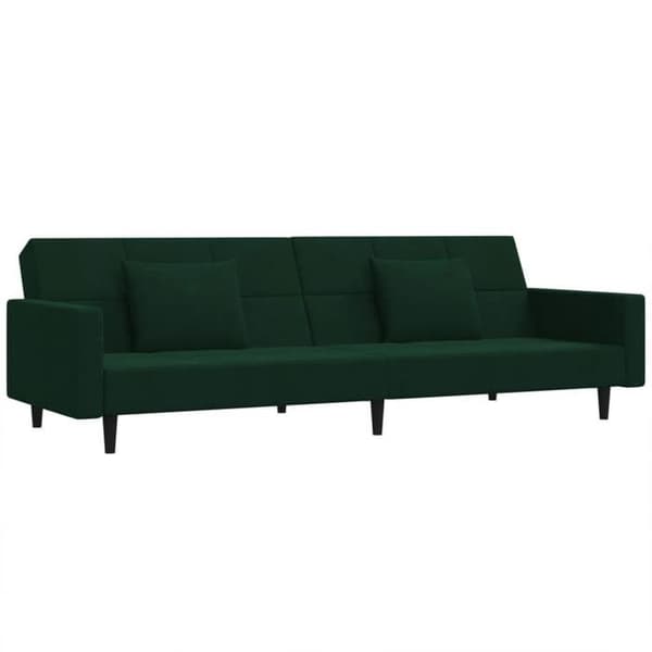 vidaXL 2-sits bäddsoffa med två kuddar Mörkgrön sammet 375818