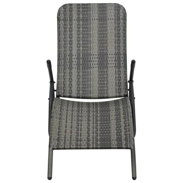 vidaXL Folding Lounge Chair Vävd Resin Grå