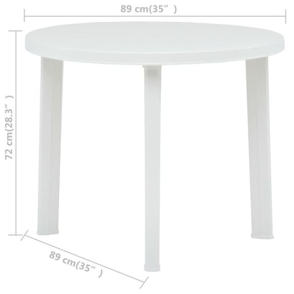 vidaXL Trädgårdsbord Vit 89 cm Plast
