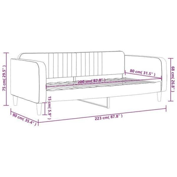 vidaXL Daybed Rosa 80x200 cm Sammet 354082