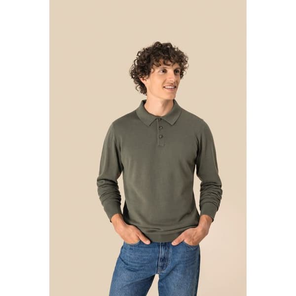 Långärmad polo Spasso - ekologisk khaki