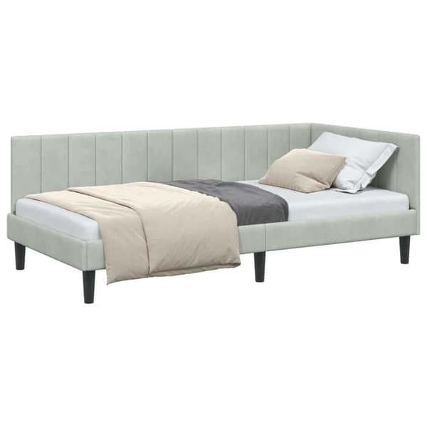 vidaXL Hörnsängram Ljusgrå 100 cm x 200 cm Sammet 42016358