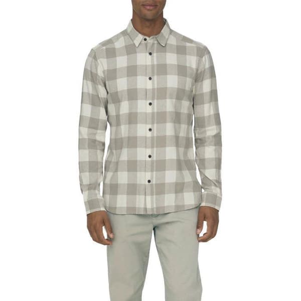 Rak bomullsblus - ONLY & SONS - Långa ärmar - Beige