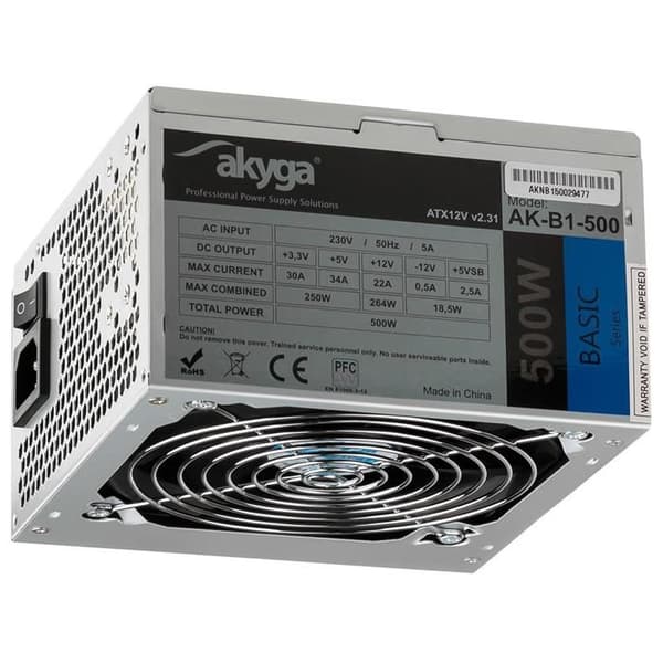Strömförsörjning - Akyga - Basic Series AK-B1-500 - 500 Watt - PFC - grå