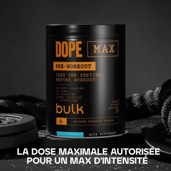 Bulk Dope Max Puder Pre-Workout 563 g | Hög Kaféininhåll 200mg | Sur Äpple