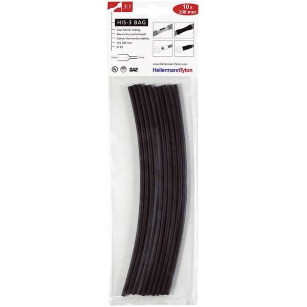 HellermannTyton 308-30310 Sortiment av värmeschrinkslangar 3 mm 1 mm Återdragning: 3:1 10 st