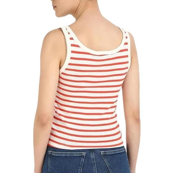 Vit/Röd Dam Topp Tommy Hilfiger Slim Button Tank