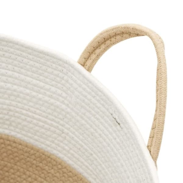 Beige och vit förvaringskorg Ø51x33 cm bomull