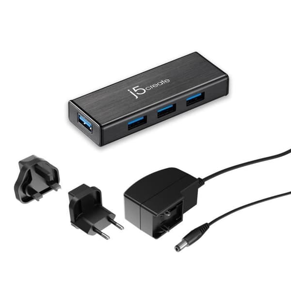 j5create JUH340 4-Port USB 3.0 HUB - EU/UK, Svart