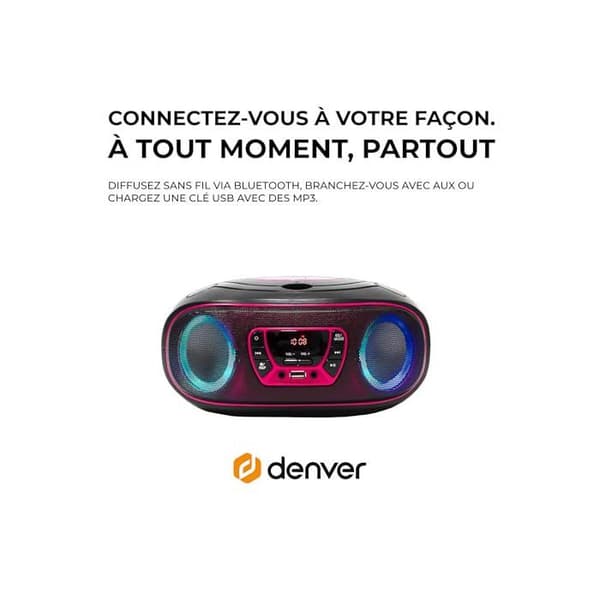 Bluetooth-högtalare - Denver - TCL-212BT - Rosa - Stereo - AUX, USB, CD