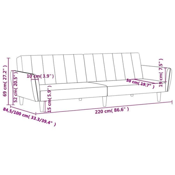 vidaXL 2-sits bäddsoffa sammetsblå 375857