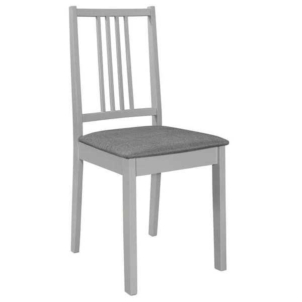 vidaXL 4x Solid Wood Dining Chairs with Grey Cushions Dining Room 247639