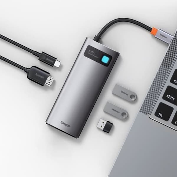 Dockningsstation - BASEUS - 5-i-1 - 100W PD - USB 3.0 - 4K HD