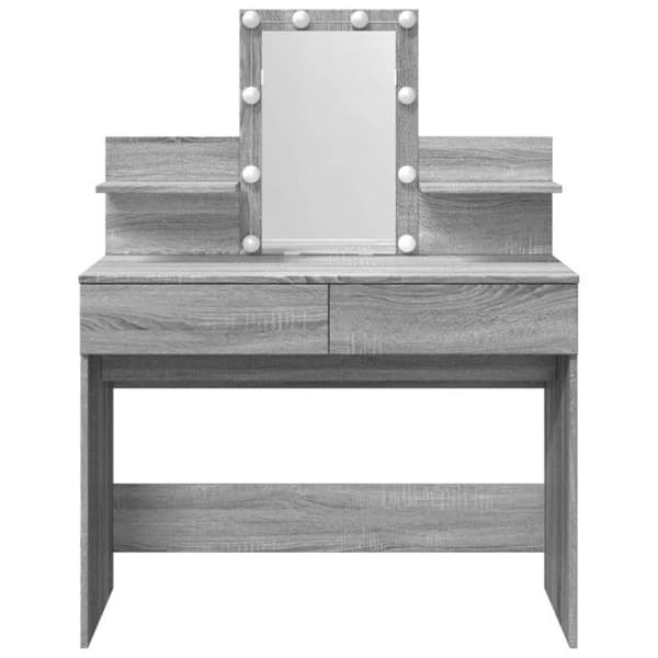Coiffeuse med LED sonoma grå 100x40x130 cm