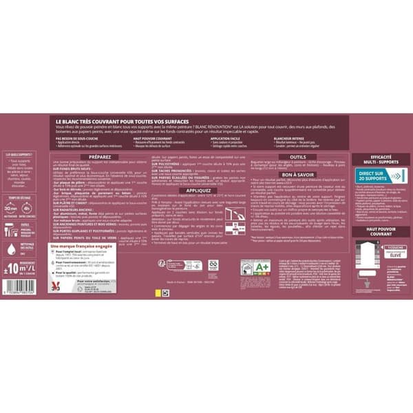 V33 Vit Renoveringsfärg Satin 5 L - Multi-underlag Enskikts