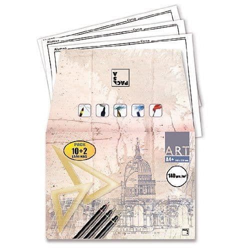 Pacsa -Pack 12 ark ritning, A4, med ram - 18842