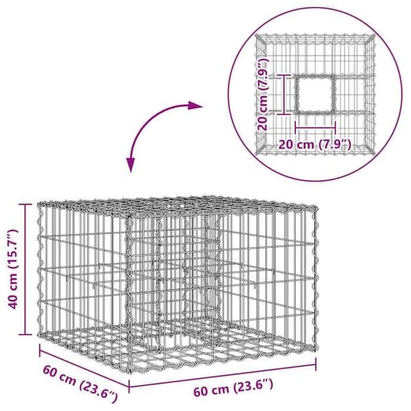 vidaXL Hög säng gabion Silver 42033317
