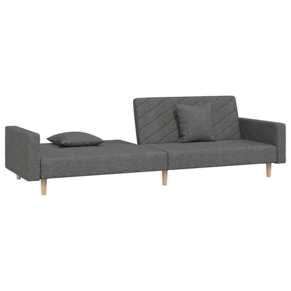 vidaXL 2-sits bäddsoffa med två kuddar mörkgrå tyg 375900