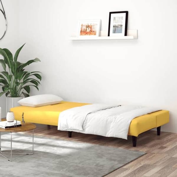 vidaXL Bäddsoffa 2 platser gul sammet 375933