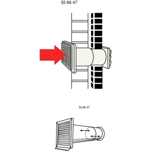 Ventilationssystem - WALLAIR - N37824 - Teleskoprör - 100 mm - Vit - PVC