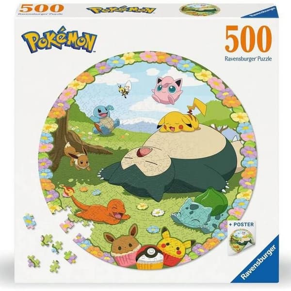 500 bitar runt pussel - Pokémon i blom